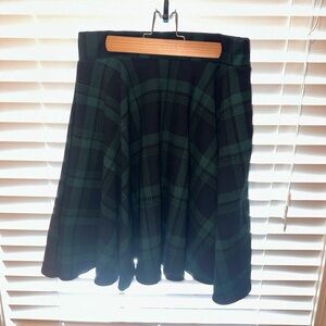 Plaid Black and Green Women's Circle Skirt